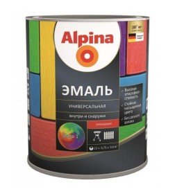 Эмаль алкидн. Alpina Эмаль универсальная База1, глянцевая (белая)  0,8 кг