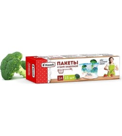 Пакеты с safe-защелкой 1л М 15 шт. в наборе Komfi/25 PES001M